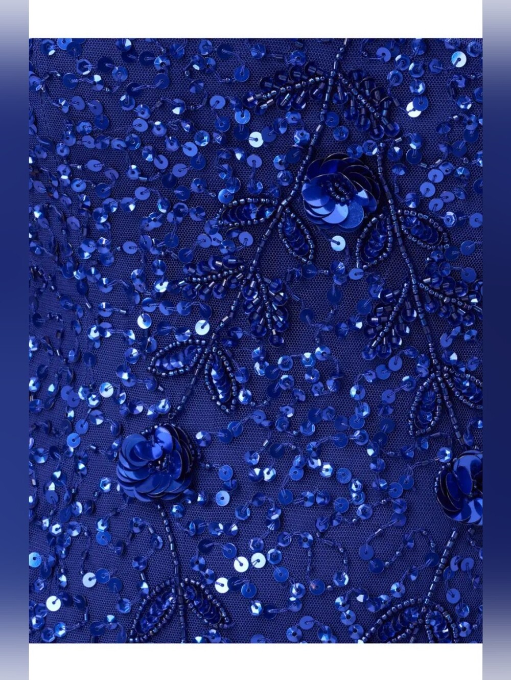Adrianna Papell Off-Shoulder Beaded Evening Gown in Royal Blue - Picture 5 of 7